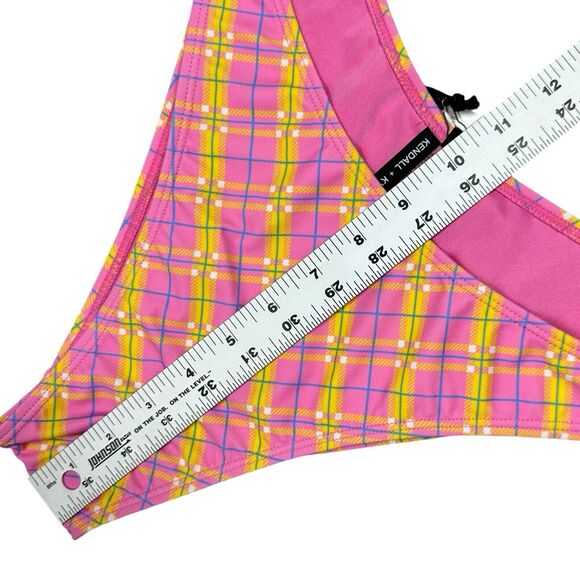 Kendall+Kylie Bikini Set of 2 Size L Pink Yellow Plaid NEW Resort Vacation - Picture 4 of 10